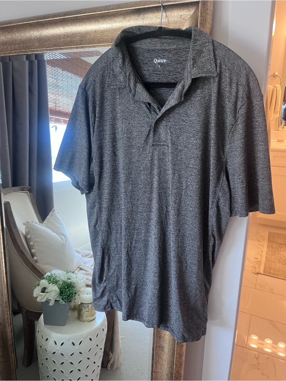 Quince Men's Heathered Charcoal Polo